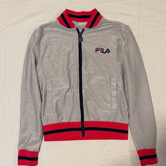Fila Jackets & Blazers - Fila Silver Jacket with Red and Black Trim